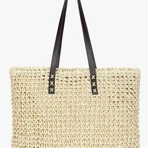 Stylish Tan Woven Tote Bag